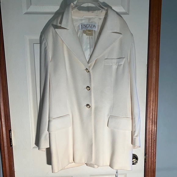 VTG-ESCADA Margaretha ley-12(44)-cream-angora wool blend, lined, blazer/jacket. - Picture 1 of 16